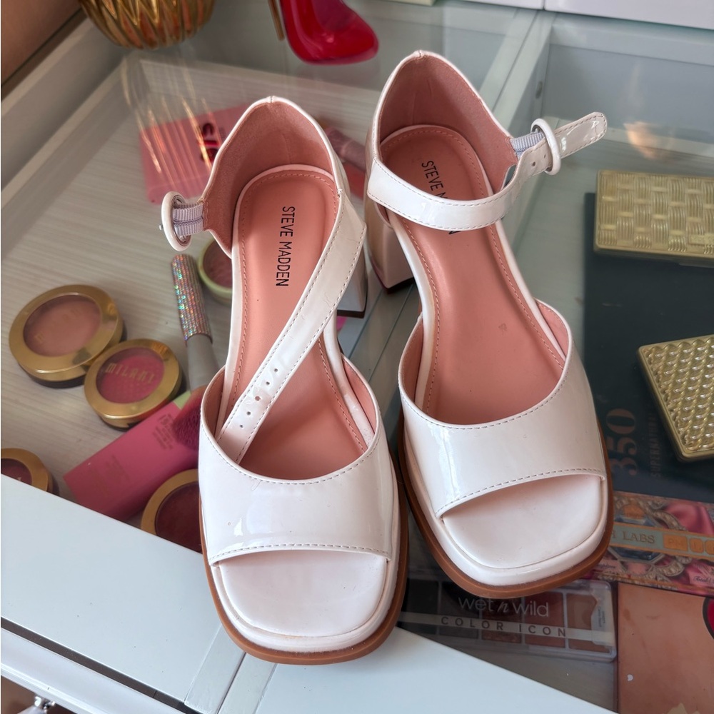 Steve Madden Cream Block Heel Sandals